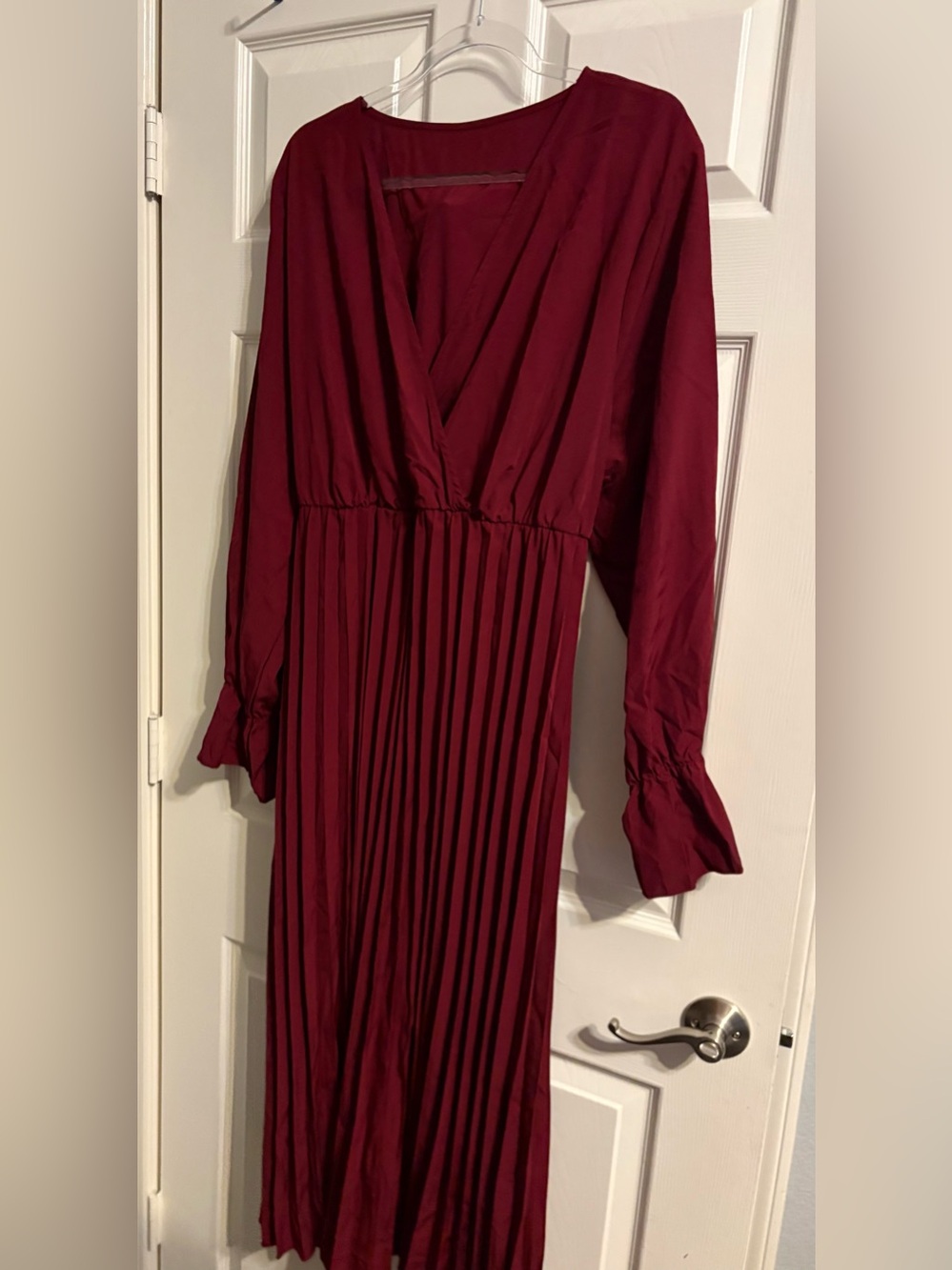 158- 4xl pleated maroon dress